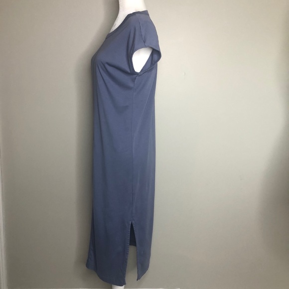 COPY - Everlane The Luxe Cotton blue Side-Slit Tee Dress - Picture 6 of 10